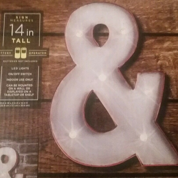 LED MARQUEE Sign AND & Light Up Wall NEW Ampersand Red Silver ART LED NEW 14" H - Picture 4 of 4